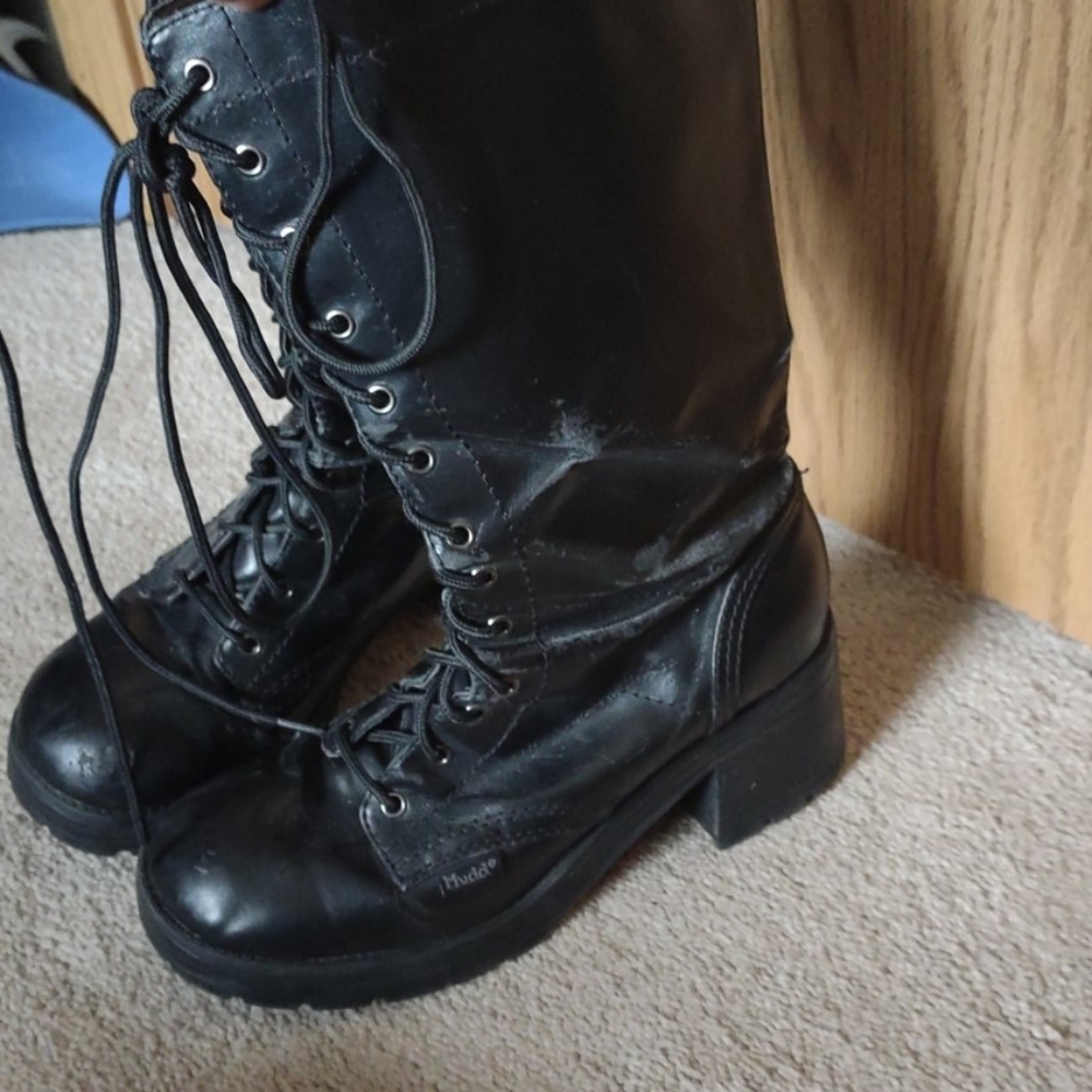 Knee high combat boots